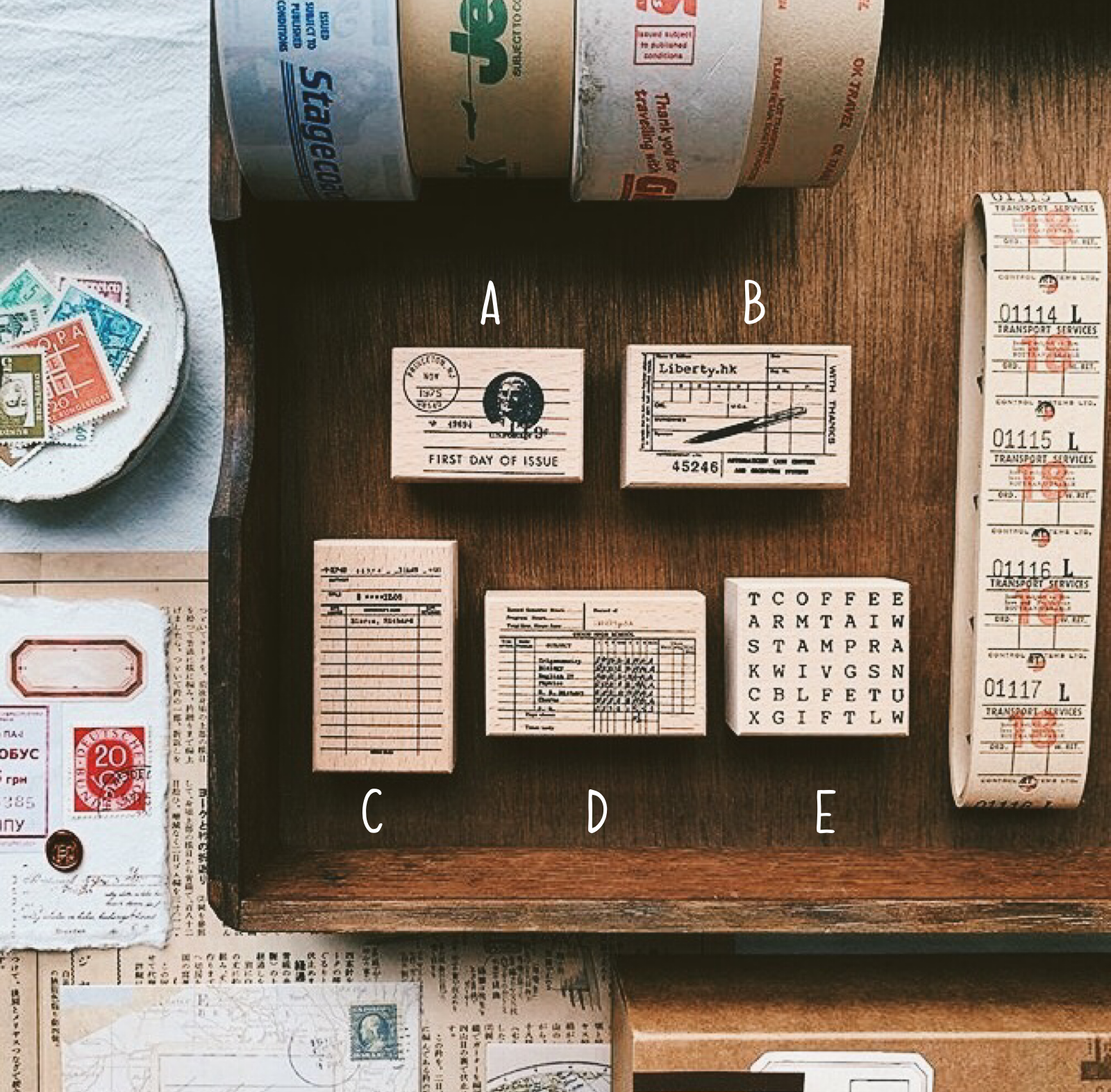 Liberty New Series Rubber Stamp (5 designs, sold individually) - Smidapaper Ikigai Shop