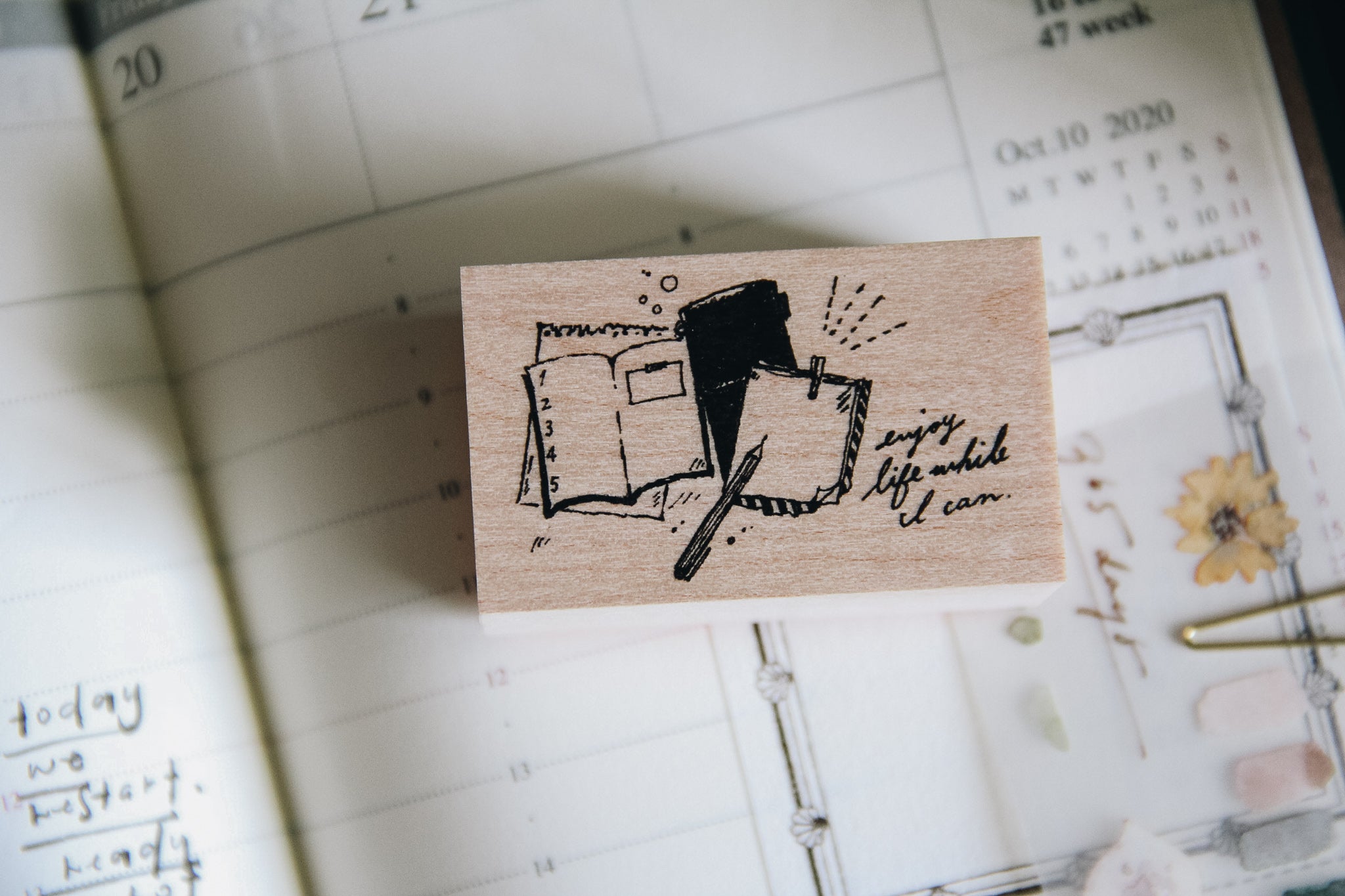 Nonnlala Enjoy Life While I Can Rubber Stamp - Smidapaper Ikigai Shop