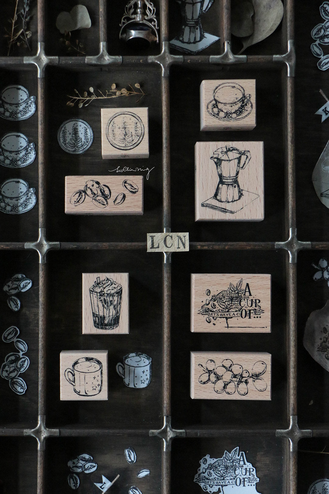 Coffee Stamp Rubber Stamp Set Vol. 1 (set of 8) - Smidapaper Ikigai Shop