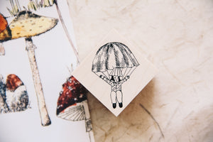 Mushrooms and Dwarfs: Horsehair Girl Rubber Stamp - Smidapaper Ikigai Shop