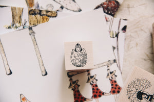 Mushrooms and Dwarfs: Caesar Girl Rubber Stamp - Smidapaper Ikigai Shop