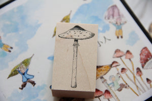 Mushrooms and Dwarfs: Lepiota Procera Rubber Stamp - Smidapaper Ikigai Shop