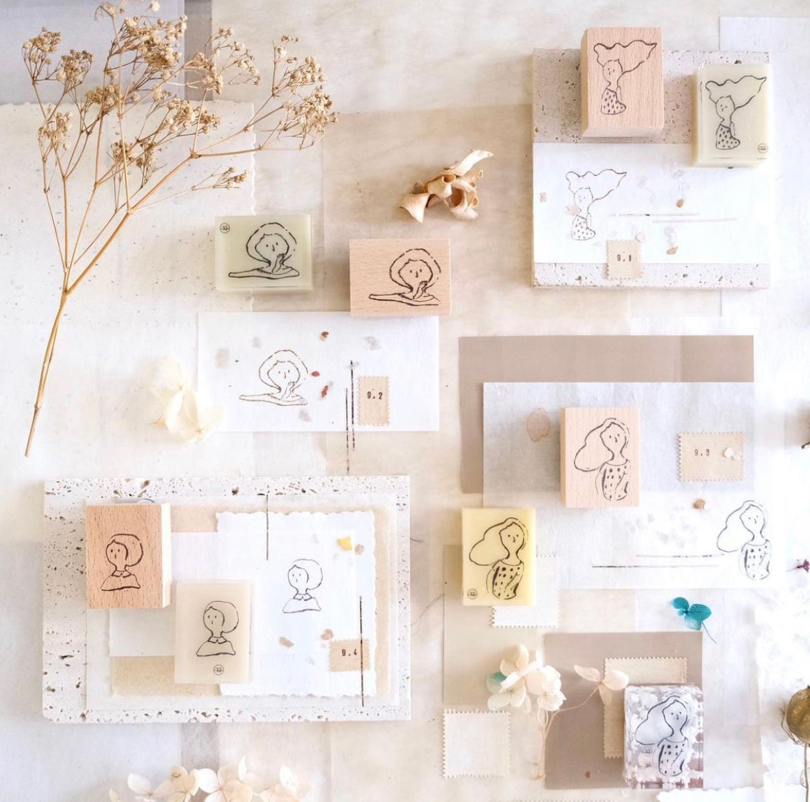 Innkbenchmark Sometimes Series: Girl Resin Block Rubber Stamps (4 designs) - Smidapaper Ikigai Shop