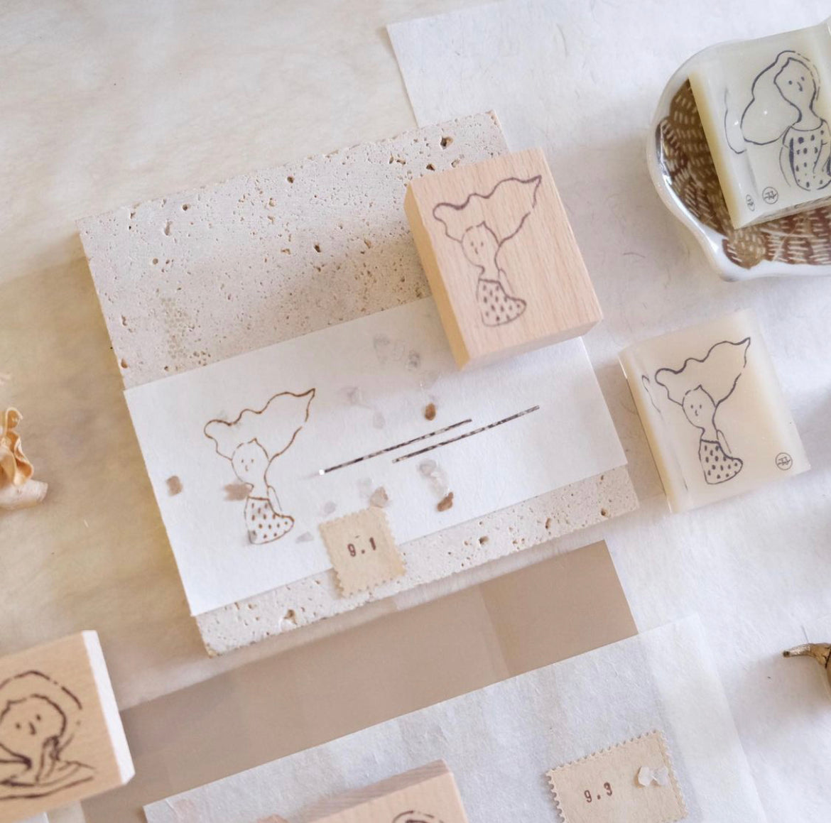 Innkbenchmark Sometimes Series: Girl Resin Block Rubber Stamps (4 designs) - Smidapaper Ikigai Shop