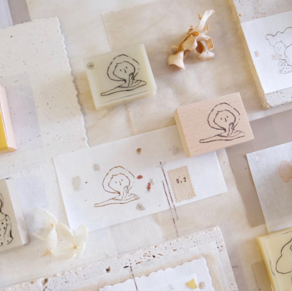 Innkbenchmark Sometimes Series: Girl Resin Block Rubber Stamps (4 designs) - Smidapaper Ikigai Shop