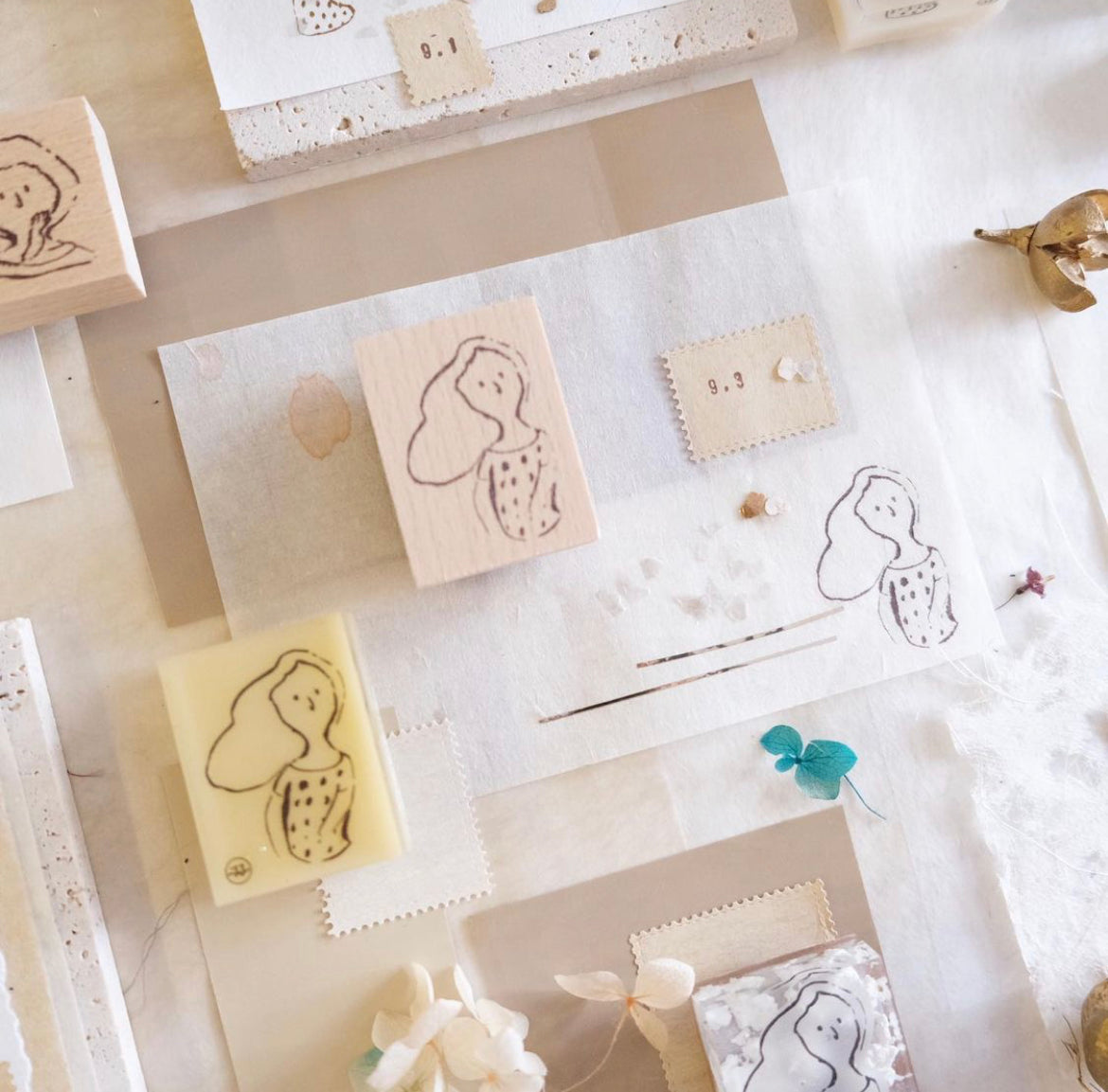 Innkbenchmark Sometimes Series: Girl Resin Block Rubber Stamps (4 designs) - Smidapaper Ikigai Shop