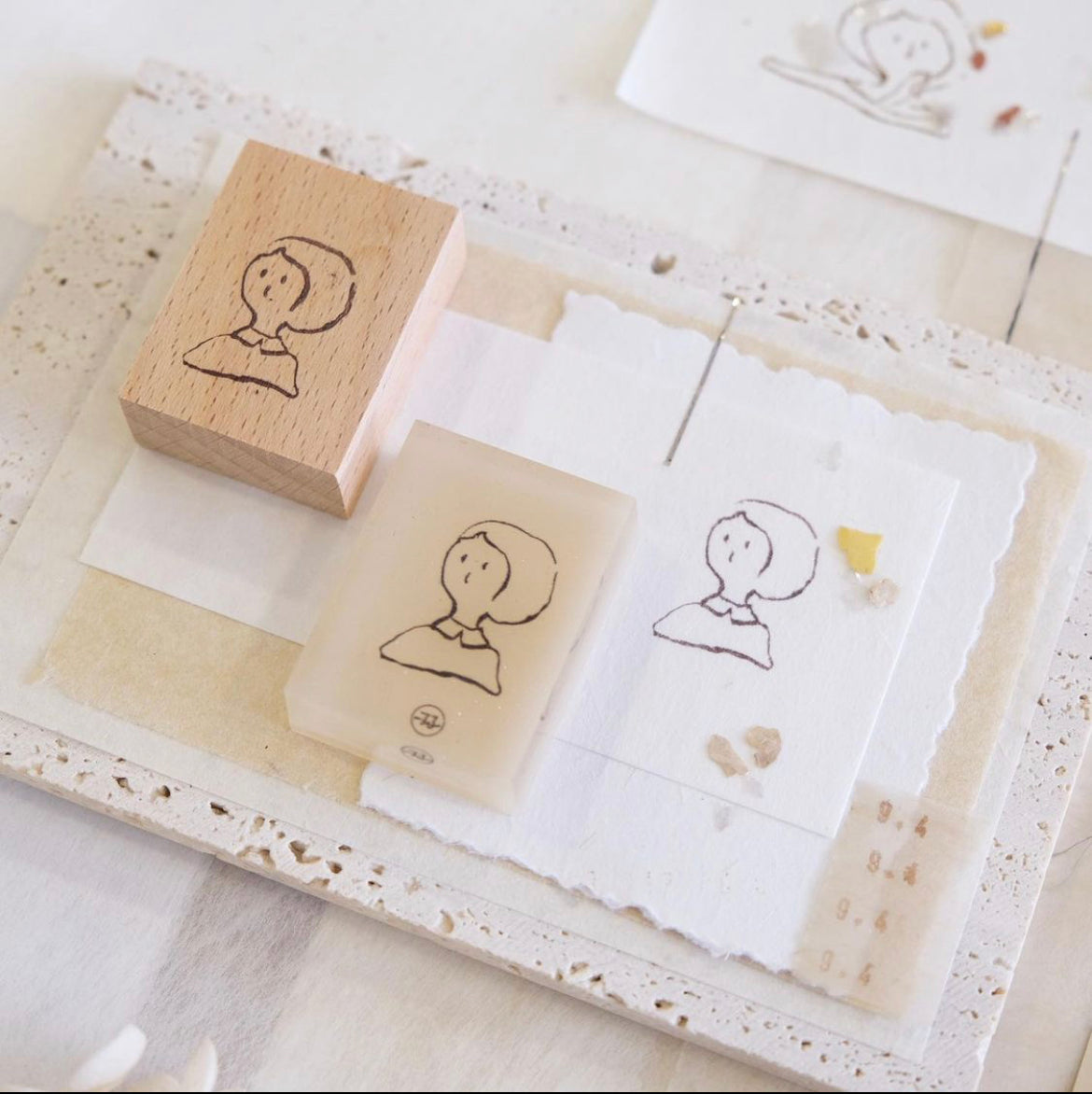 Innkbenchmark Sometimes Series: Girl Resin Block Rubber Stamps (4 designs) - Smidapaper Ikigai Shop
