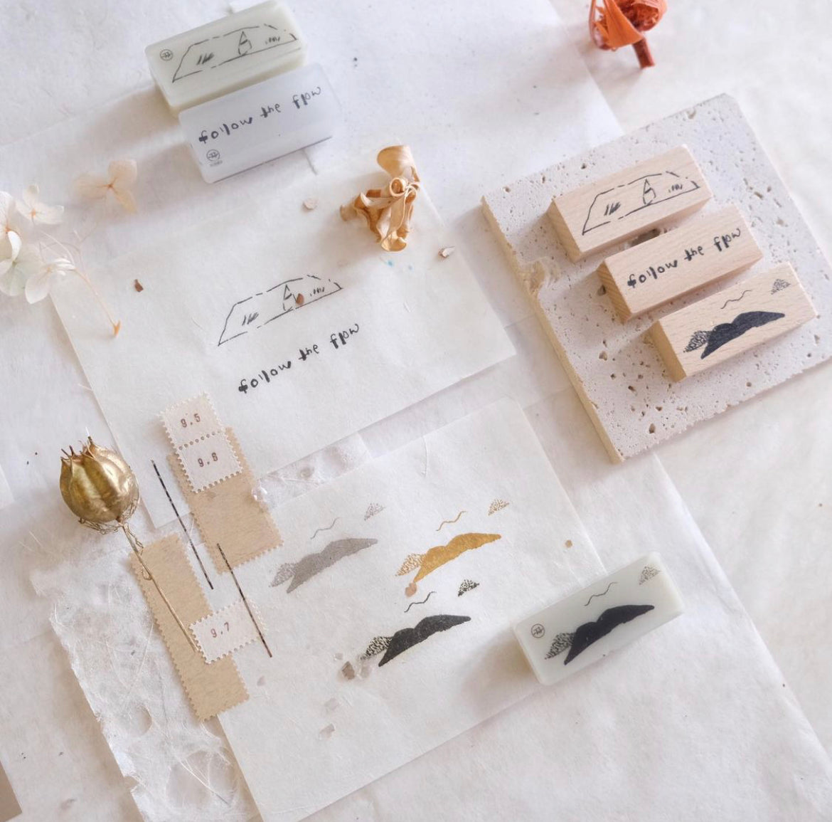 Innkbenchmark Sometimes Series: Follow the Flow Rubber Stamps (3 designs) - Smidapaper Ikigai Shop