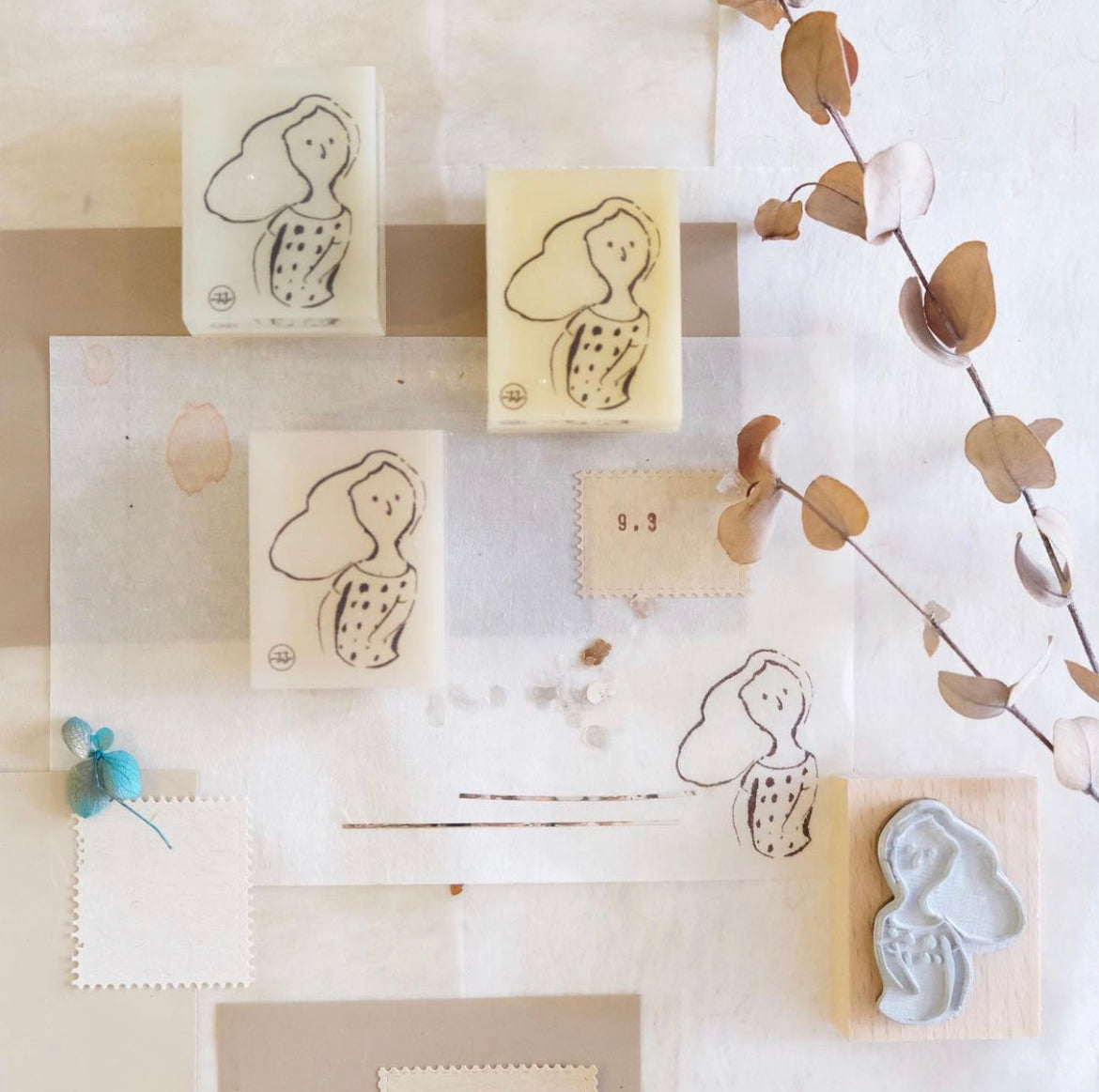 Innkbenchmark Sometimes Series: Girl Resin Block Rubber Stamps (4 designs) - Smidapaper Ikigai Shop