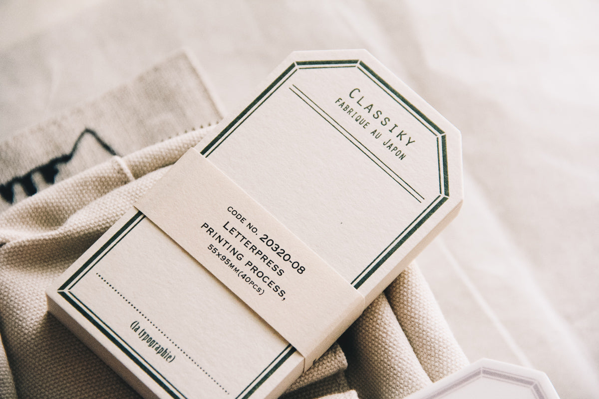 Letterpress Label Card (Green) - Smidapaper Ikigai Shop