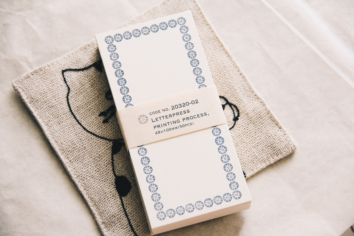 Letterpress Memo Card (Dark Blue) - Smidapaper Ikigai Shop