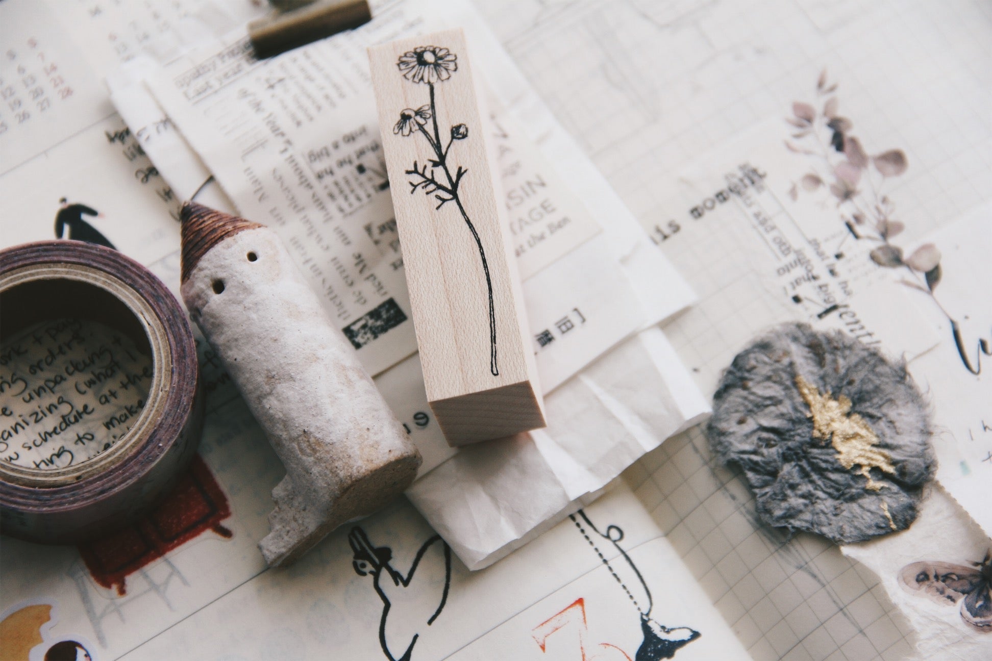 Kubomi No Ki Rubber Stamps-Chamomile F6 - Smidapaper Ikigai Shop