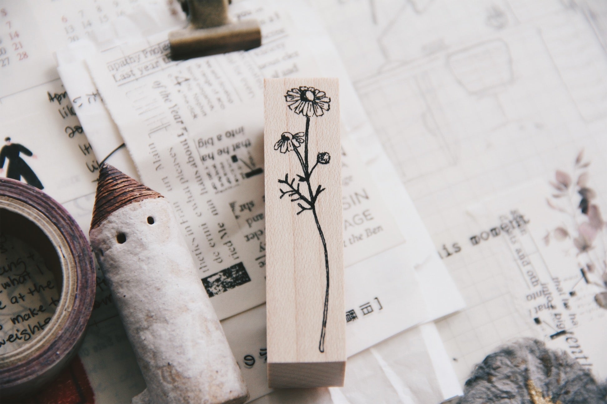 Kubomi No Ki Rubber Stamps-Chamomile F6 - Smidapaper Ikigai Shop