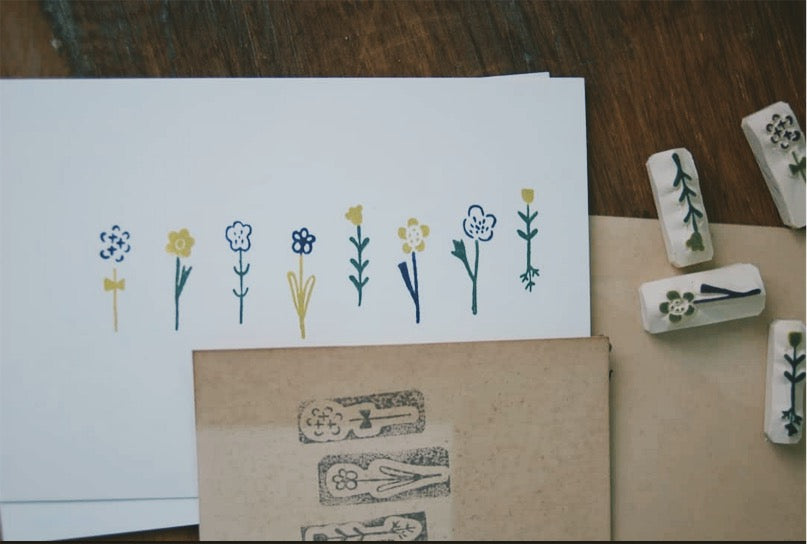 Evakaku Daily Flowers (Set of 8) Rubber Stamps - Smidapaper Ikigai Shop