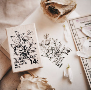 Meow Illustration Maple Flower B Rubber Stamp - Smidapaper Ikigai Shop