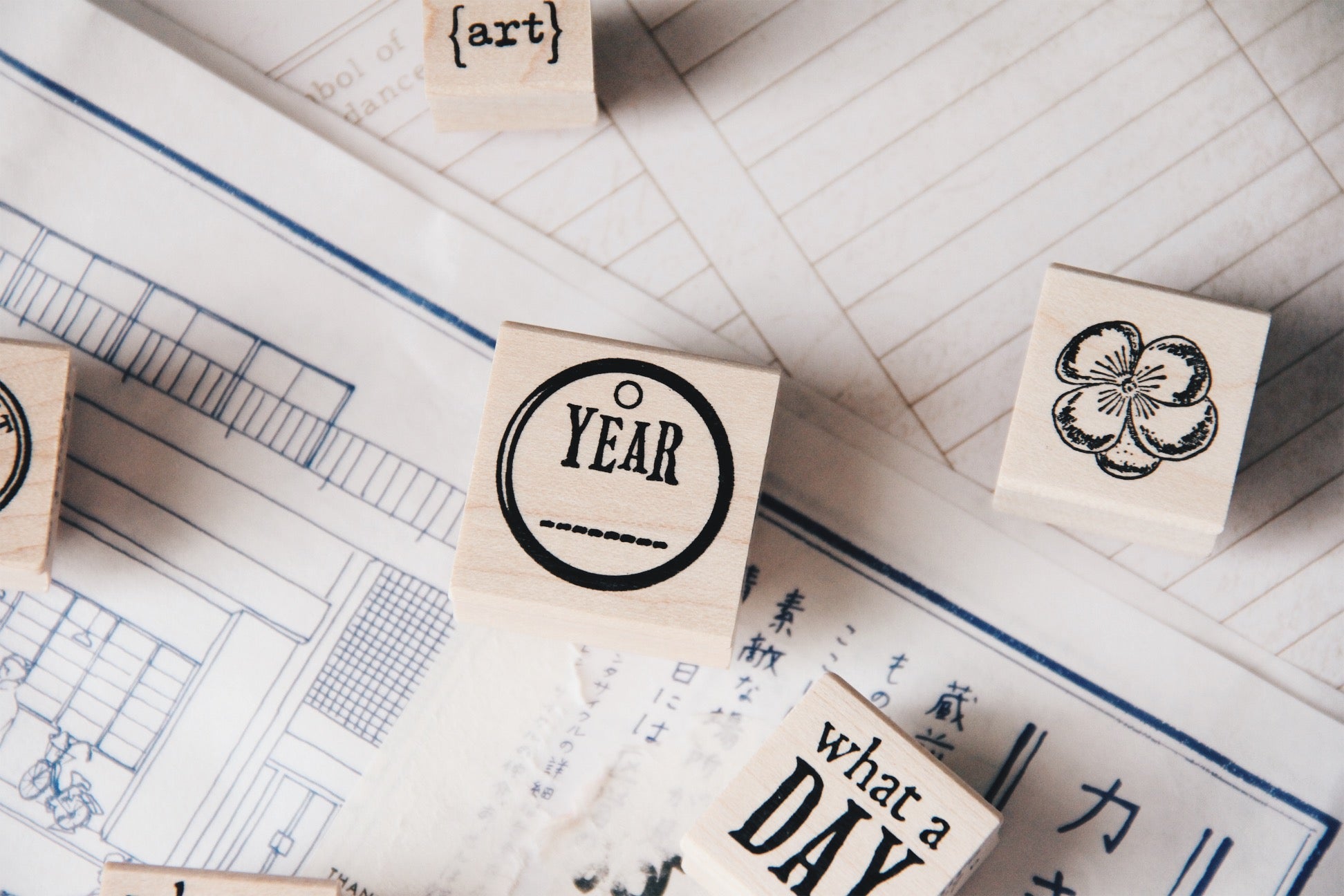 Catslife Press Year Tag Rubber Stamp - Smidapaper Ikigai Shop