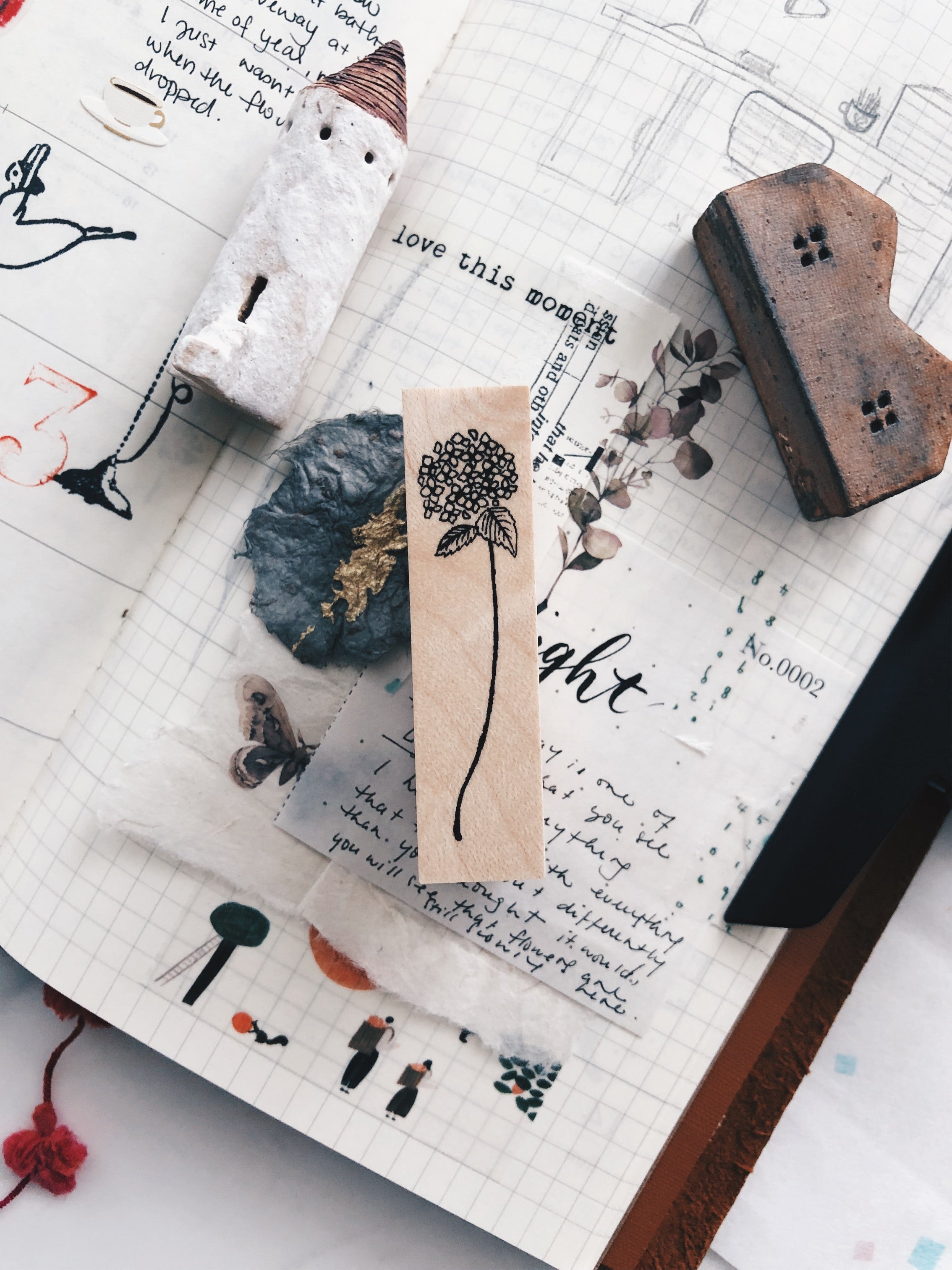 Kubomi No Ki Rubber Stamps-Hydrangea F3 - Smidapaper Ikigai Shop
