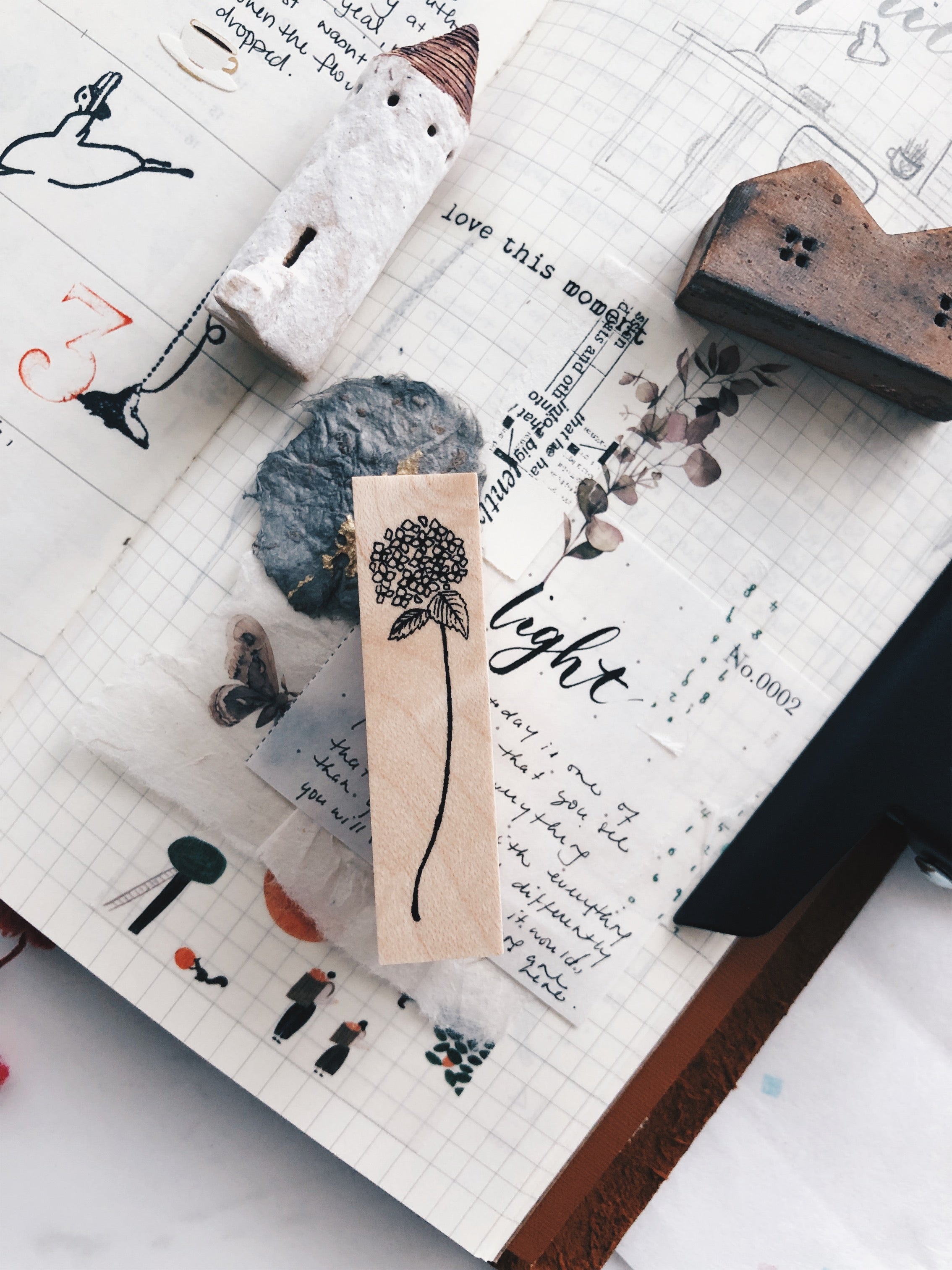 Kubomi No Ki Rubber Stamps-Hydrangea F3 - Smidapaper Ikigai Shop