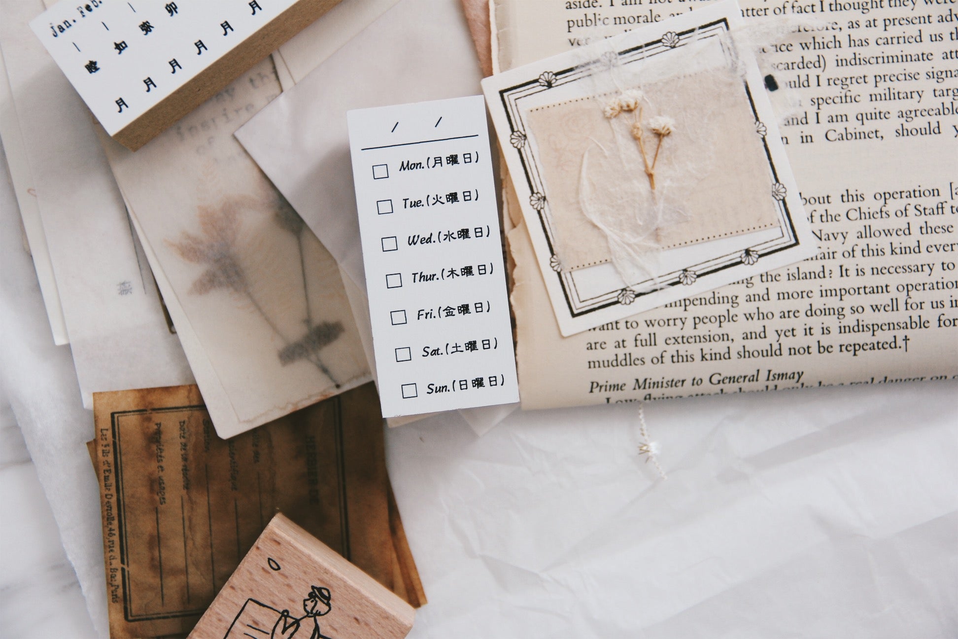 Nico Neco Days of the Week Rubber Stamp - Smidapaper Ikigai Shop
