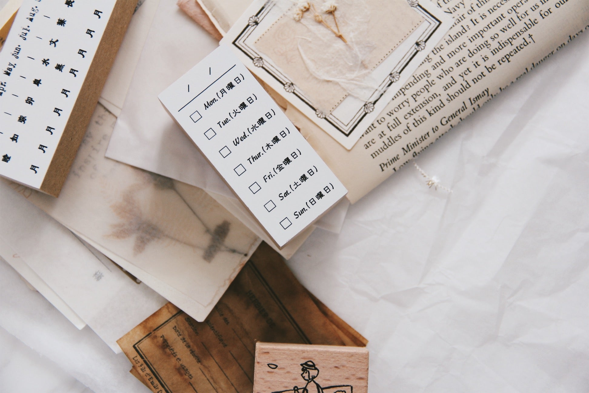 Nico Neco Days of the Week Rubber Stamp - Smidapaper Ikigai Shop