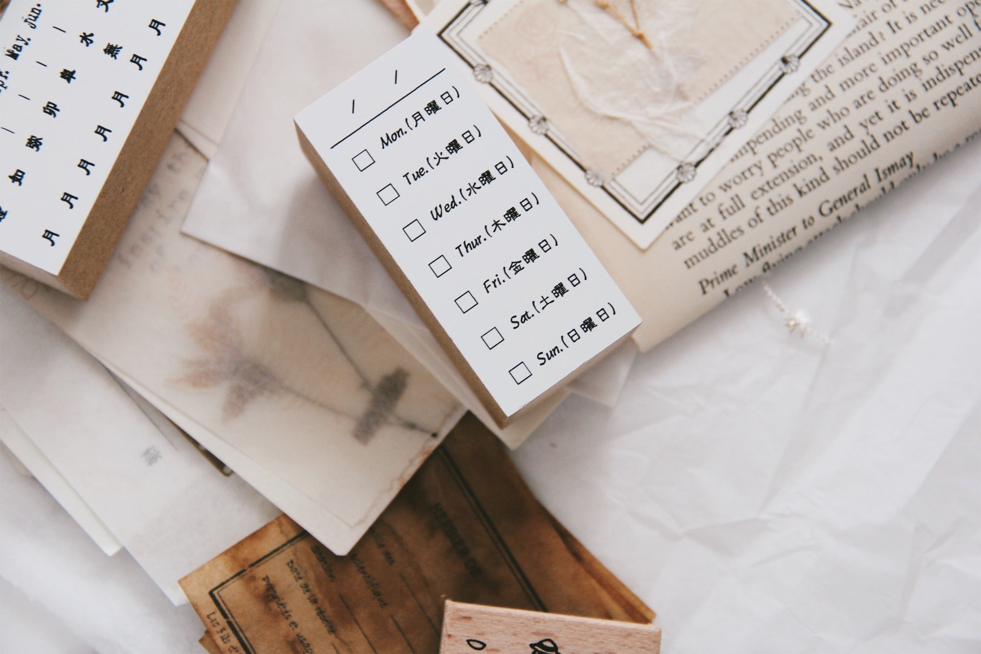 Nico Neco Days of the Week Rubber Stamp - Smidapaper Ikigai Shop