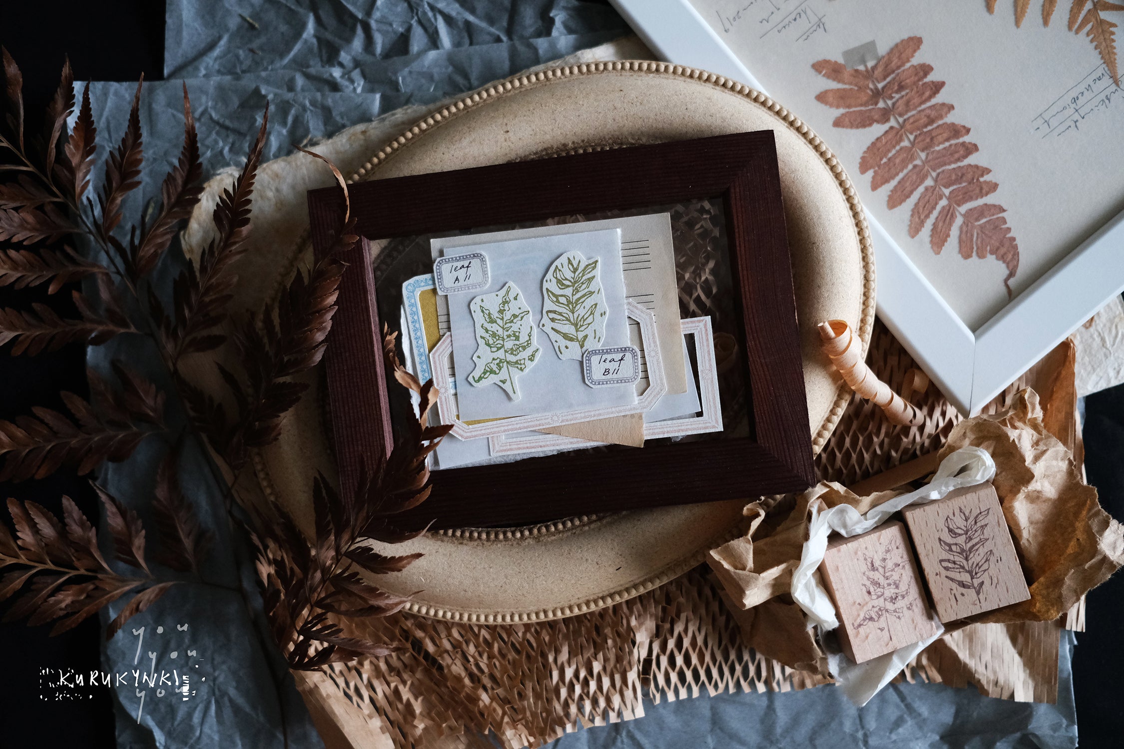 Kurukynki You:S.7 Leaf Rubber Stamp (2 designs, sold separately) - Smidapaper Ikigai Shop