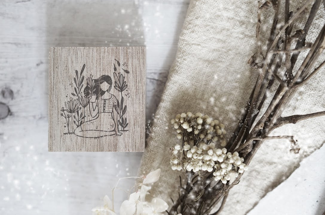Black Milk Project Monochrome Girls Rubber Stamp: Plant in a Tea Cup