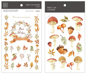MU Print-On Stickers-031 Mushroom In Autumn Forest - Smidapaper Ikigai Shop