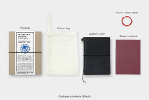 Traveler's Notebook - Passport Size - Black Leather - Smidapaper Ikigai Shop