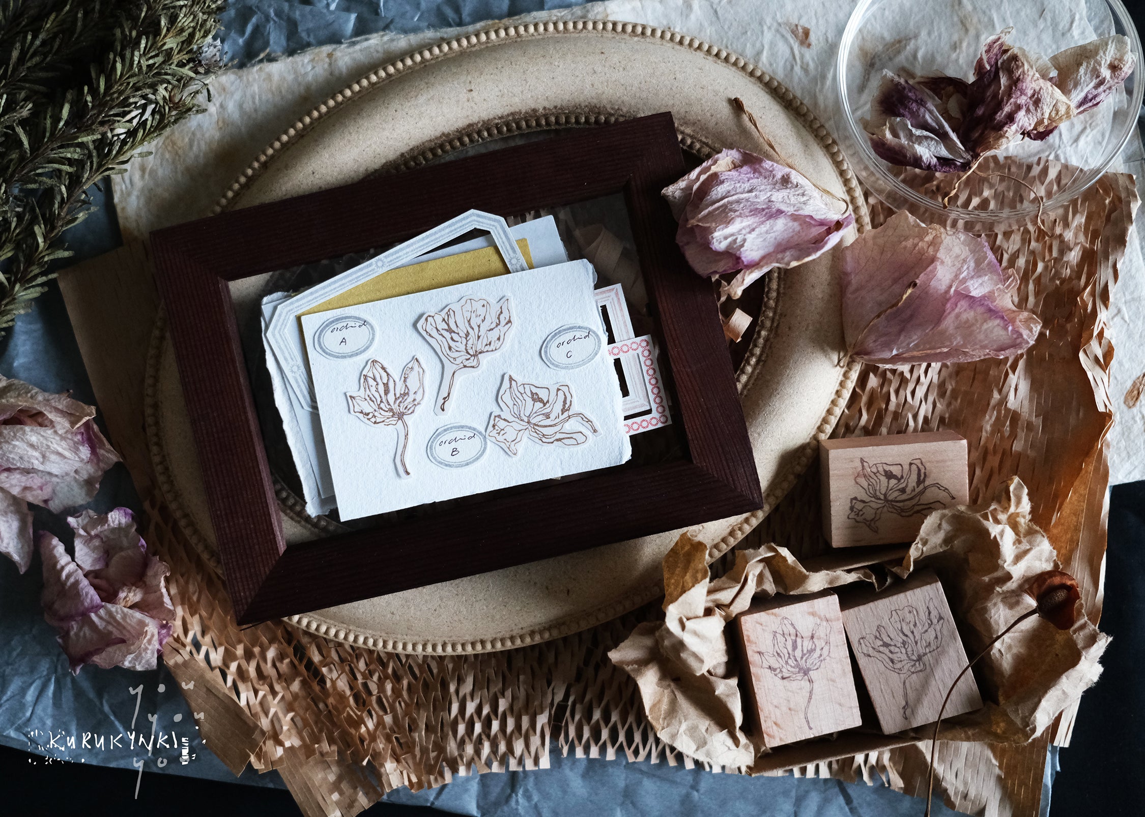 Kurukynki You:S.7 Classic Dried Orchid Rubber Stamp (3 designs, sold separately) - Smidapaper Ikigai Shop