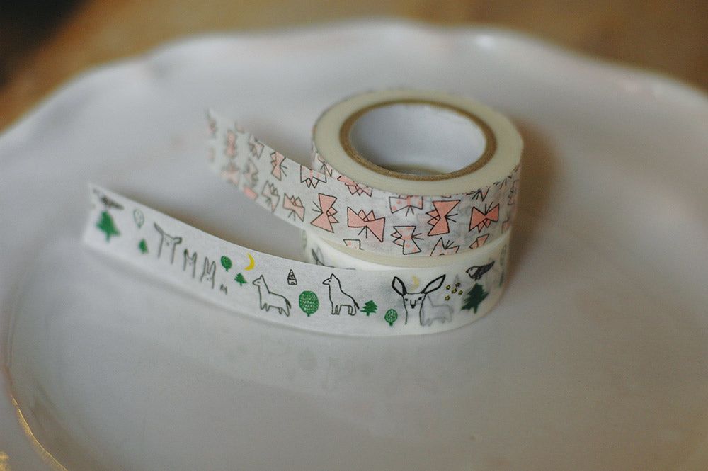 Classiky Forest + Butterfly Black and Pink Washi Tape (Set of 2) - Smidapaper Ikigai Shop