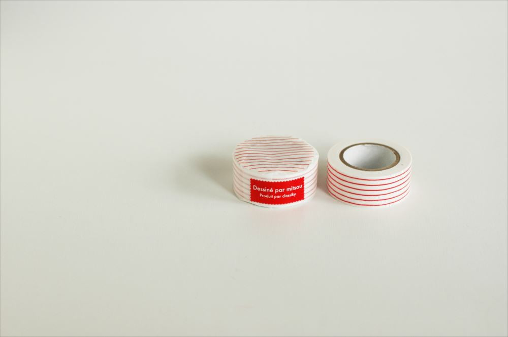 Classiky x mitsou Washi Tape (Stripe / Red) - Smidapaper Ikigai Shop