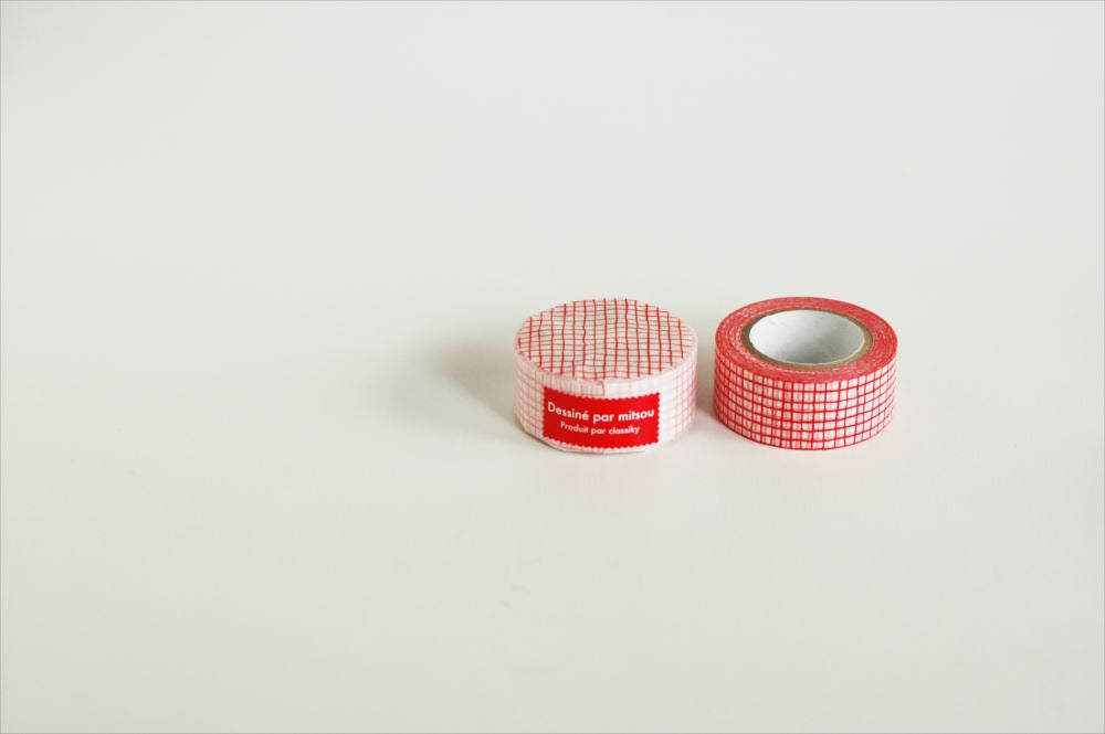 Classiky x mitsou Washi Tape (Check / Red) - Smidapaper Ikigai Shop