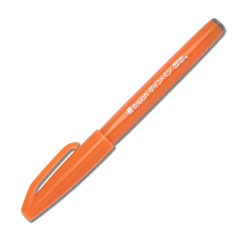 Pentel - Fude Touch Brush Pen - Orange - Smidapaper Ikigai Shop