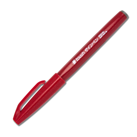 Pentel - Fude Touch Brush Pen - Red - Smidapaper Ikigai Shop