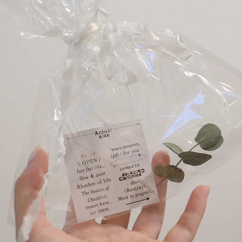 PC 9pt. (2) Tiny Text Rubber Stamps (18 types)