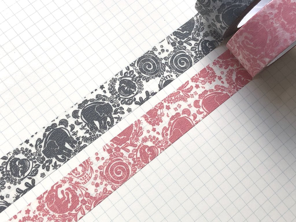 Classiky x Mihani: Among Festoons Gray Washi Tape(20mm x 10m) - Smidapaper Ikigai Shop