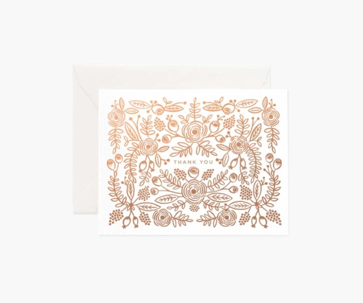 RIFLE PAPER Co. - Rose Gold Thank You Card - Smidapaper Ikigai Shop
