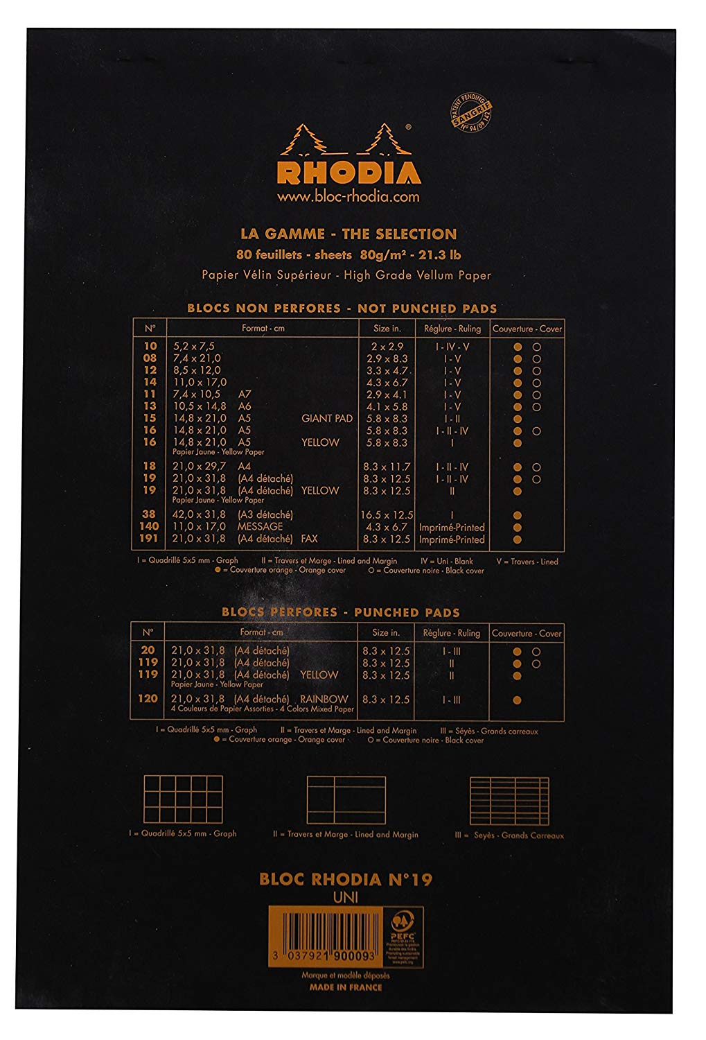 Rhodia - No 18 Top Staplebound Plain Black - Smidapaper Ikigai Shop