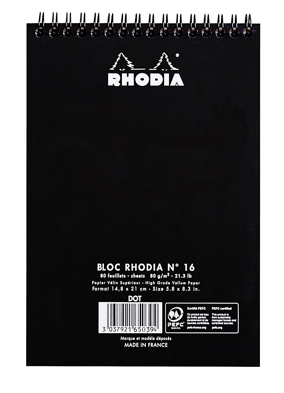 Rhodia - No 16. Wirebound Dot Black - Smidapaper Ikigai Shop