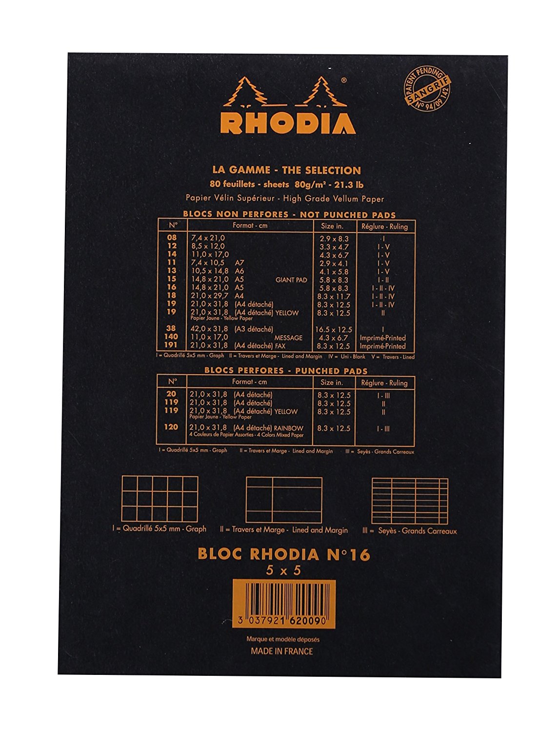 Rhodia - No 16 Top Staplebound Grid Orange - Smidapaper Ikigai Shop