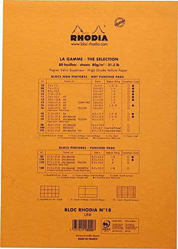 Rhodia - No 18 Top Staplebound Plain Orange - Smidapaper Ikigai Shop