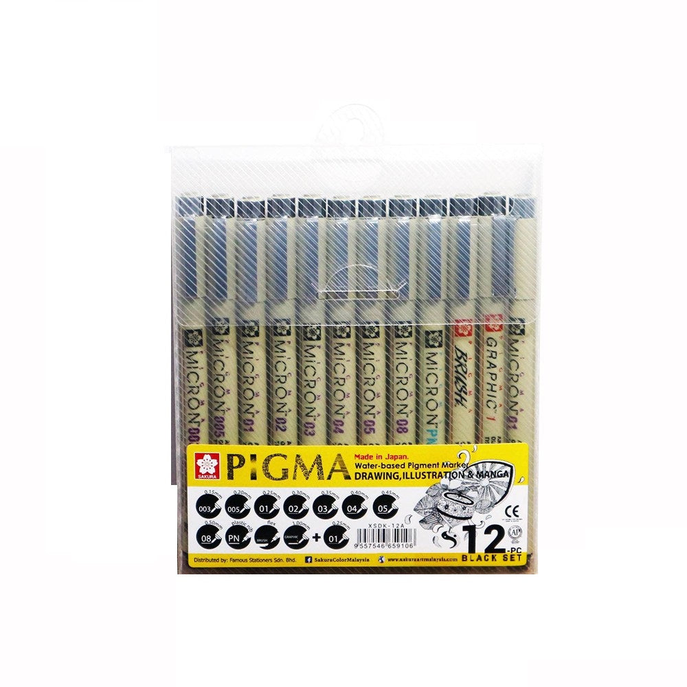 Sakura Pigma Micron Set of 12 - Smidapaper Ikigai Shop