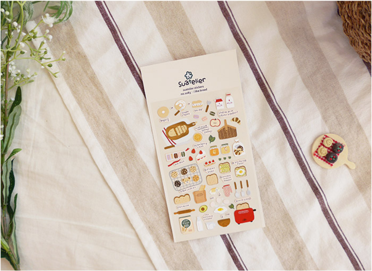Suatelier I Like Bread Stickers - Smidapaper Ikigai Shop