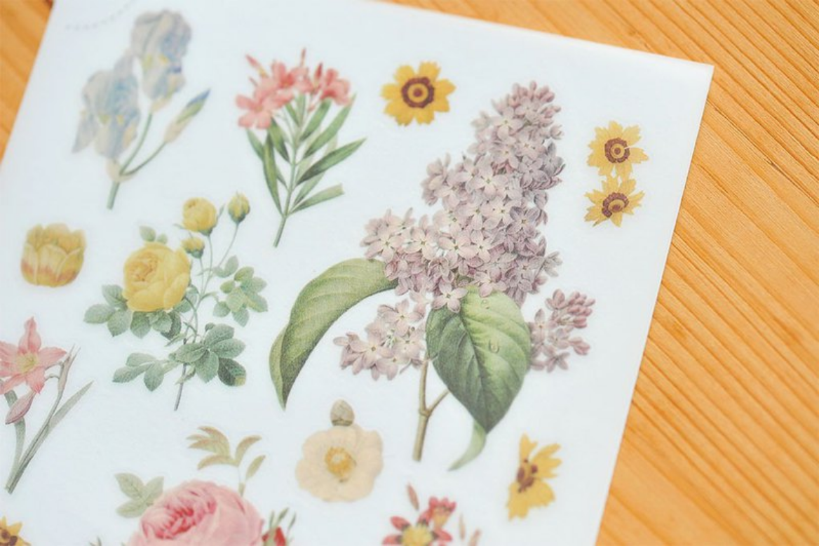 MU Print-On Stickers-046 Retro Flowers - Smidapaper Ikigai Shop