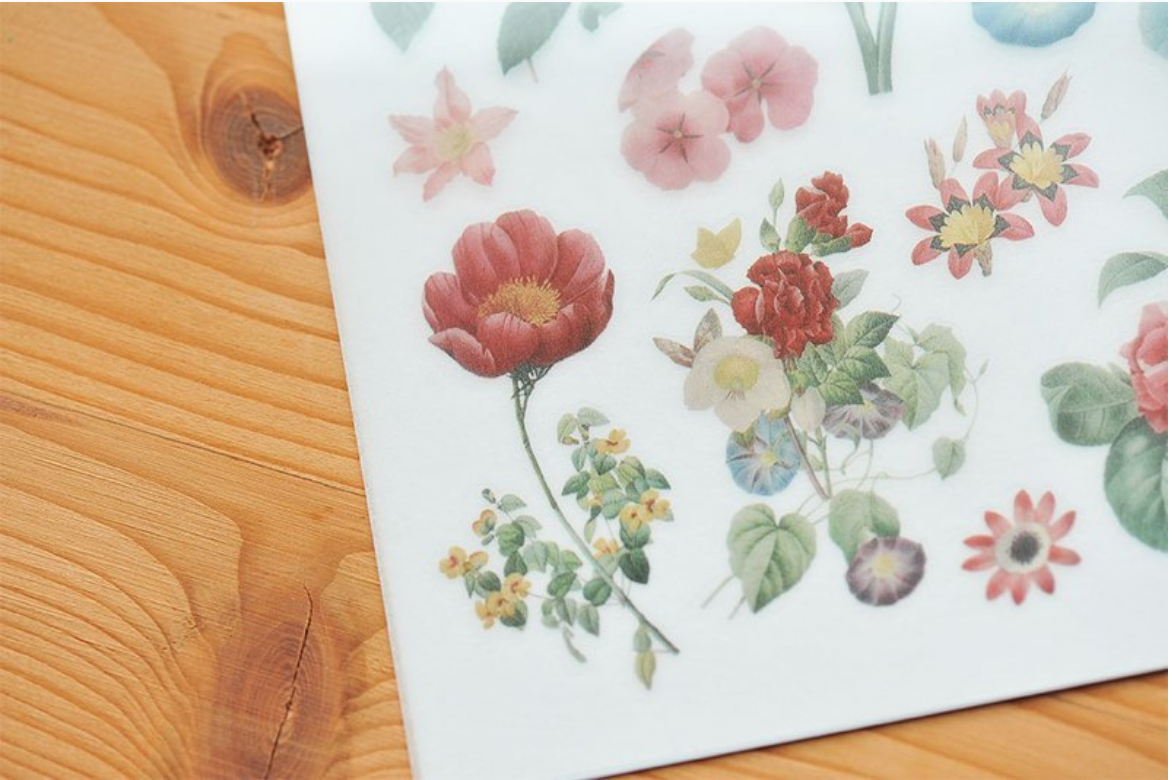 MU Print-On Stickers-046 Retro Flowers - Smidapaper Ikigai Shop