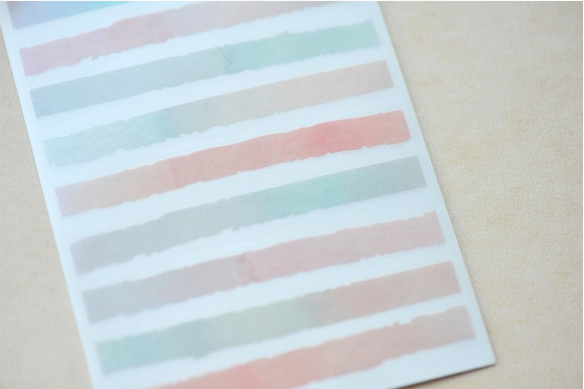 MU Print-On Stickers-042 Geometric Pastel Watercolour - Smidapaper Ikigai Shop