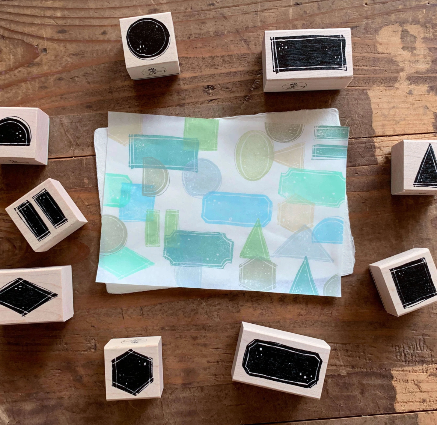 Colour Blocks Rubber Stamp Set (set of 12) - Smidapaper Ikigai Shop
