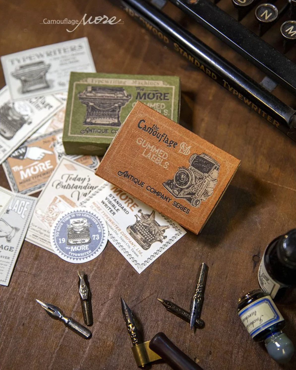 Gummed Label Set: Old Style Company Blank Notes (Orange Box) - Smidapaper Ikigai Shop
