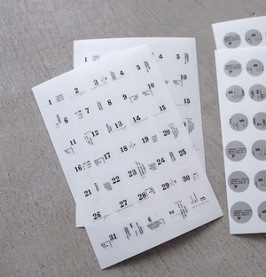 Yohaku Original Round Sticker Sheet- (M-039) Calendar - Smidapaper Ikigai Shop